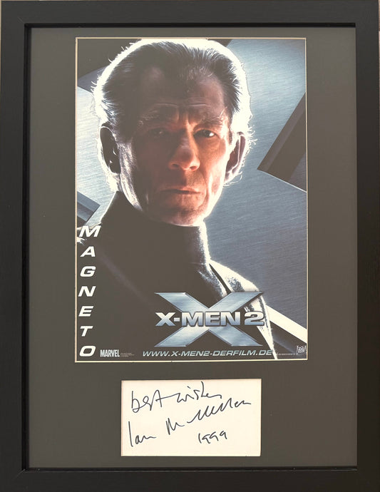 Ian McKellen, X-Men Hand Signed Framed Mounted Card & Original Publicity Photo & COA