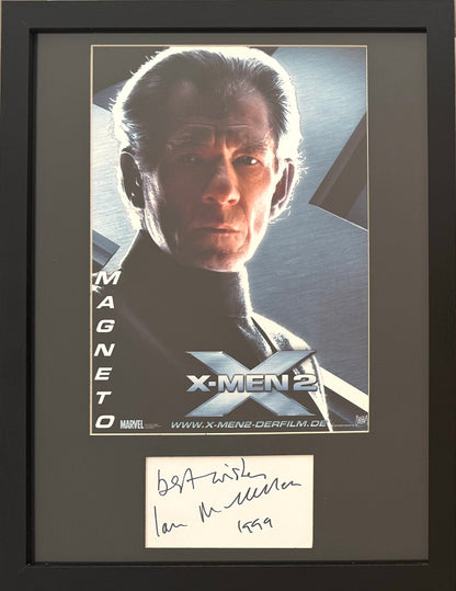 Ian McKellen, X-Men Hand Signed Framed Mounted Card & Original Publicity Photo & COA