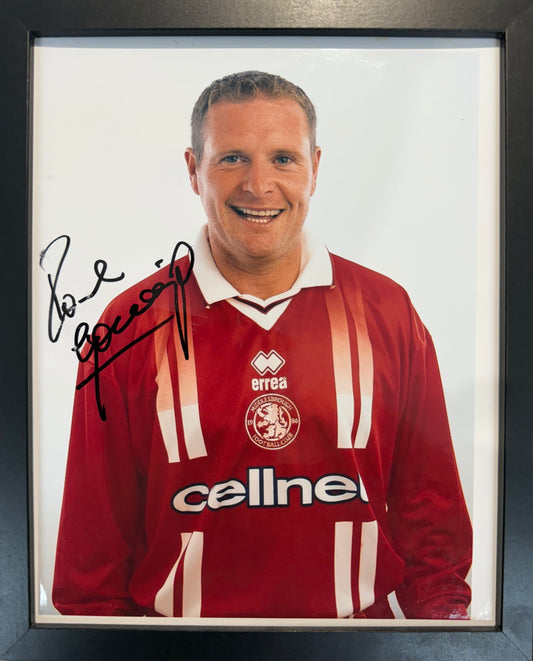 Paul Gascoigne, Middlesborough, England, Newcastle United, Spurs, Hand Signed Framed Photo & COA