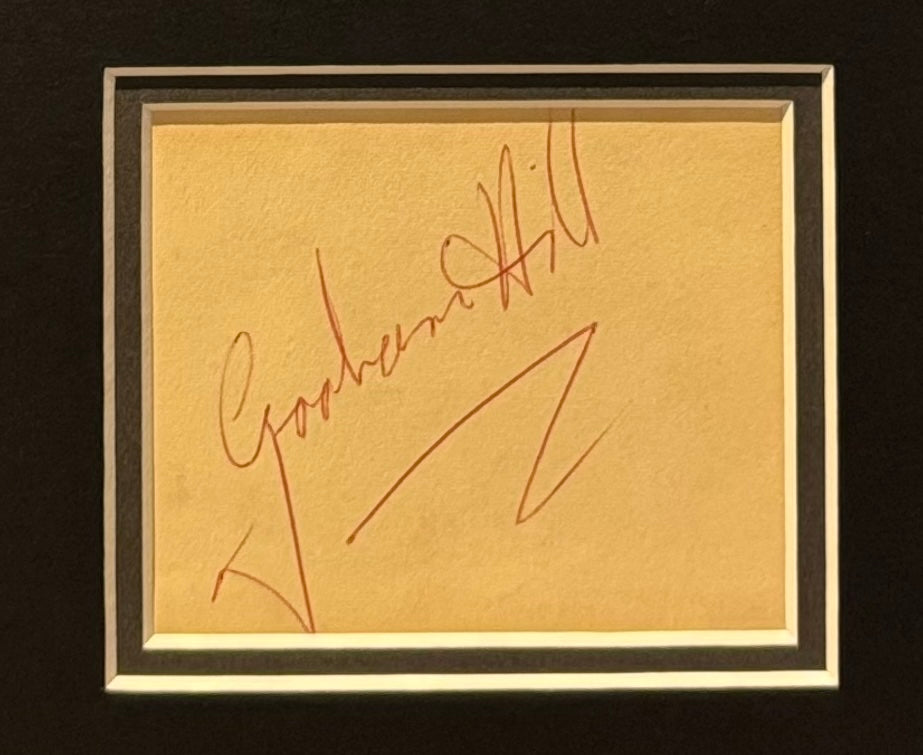 Graham Hill, Former Formula One World Champion, Hand Signed Card Presentation & AFTAL COA