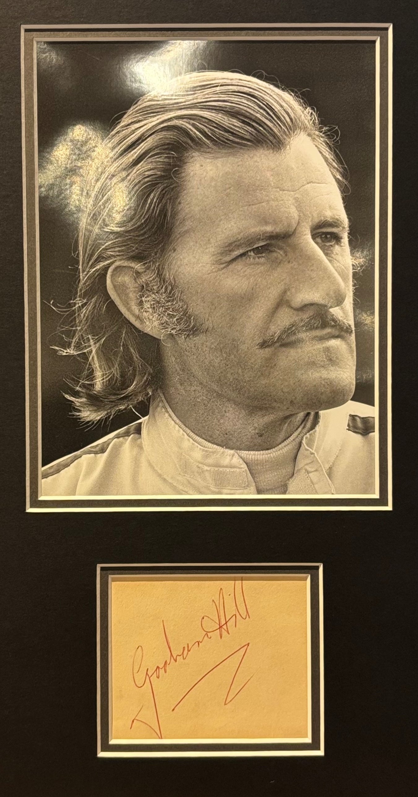 Graham Hill, Former Formula One World Champion, Hand Signed Card Presentation & AFTAL COA