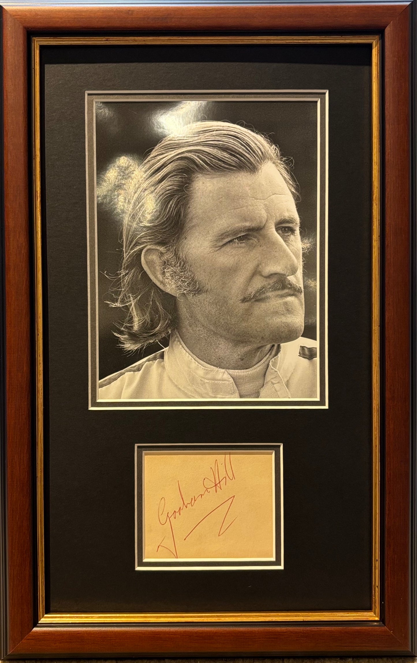 Graham Hill, Former Formula One World Champion, Hand Signed Card Presentation & AFTAL COA