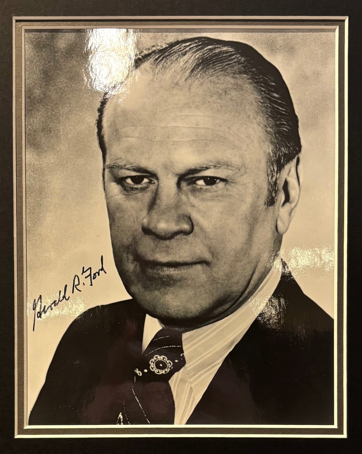 Gerald Ford, Former President, Hand Signed Photo Presentation, With COA