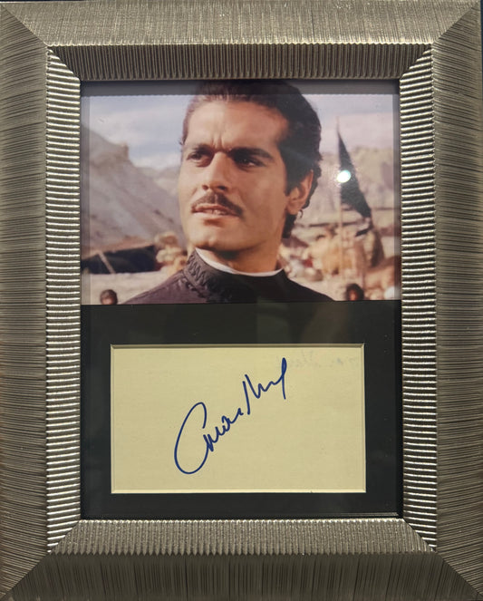 Omar Sharif Hand Signed Card Framed (25x20cm) Photo Presentation With COA
