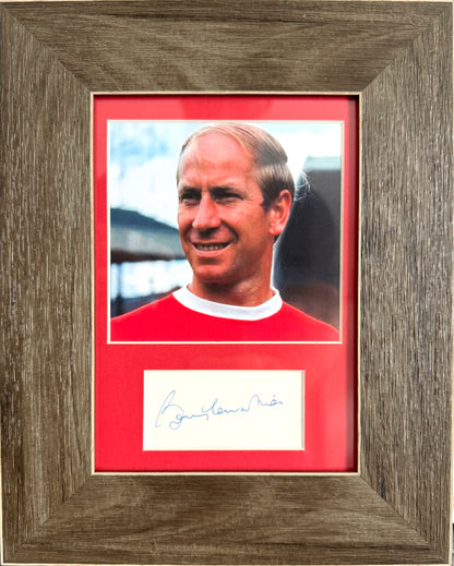 Sir Bobby Charlton, Manchester United Legend, Hand Signed Mounted Card Presentation  & AFTAL Member COA