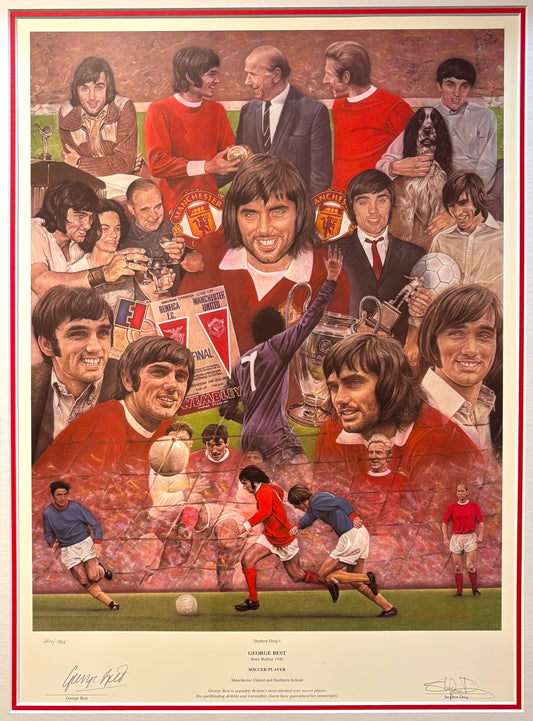 George Best, Manchester United, Stunning Hand Signed Stephen Doig Limited Edition Presentation & COA
