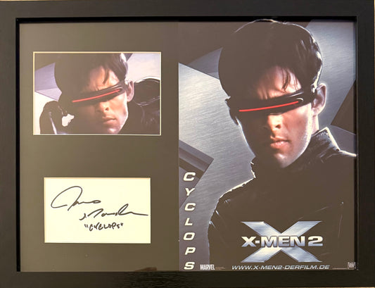 James Marsden, X-Men Hand Signed Framed Mounted Card & Original Publicity Photo & COA