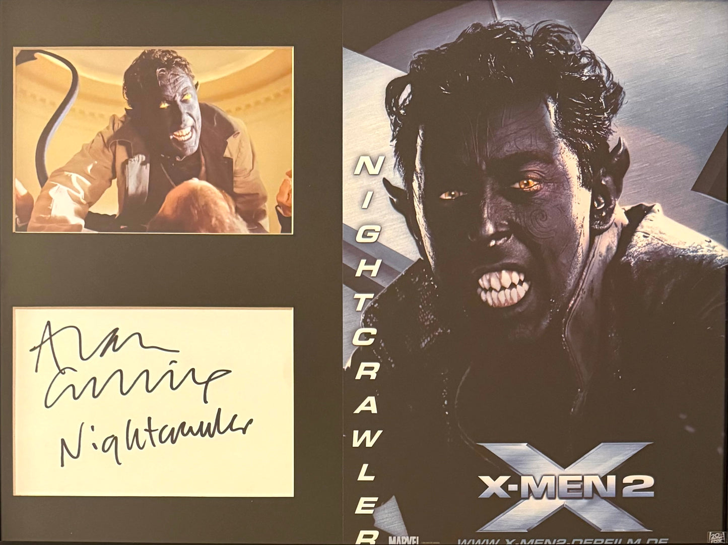Alan Cumming, X-Men Hand Signed Framed Mounted Card & Original Publicity Photo & COA