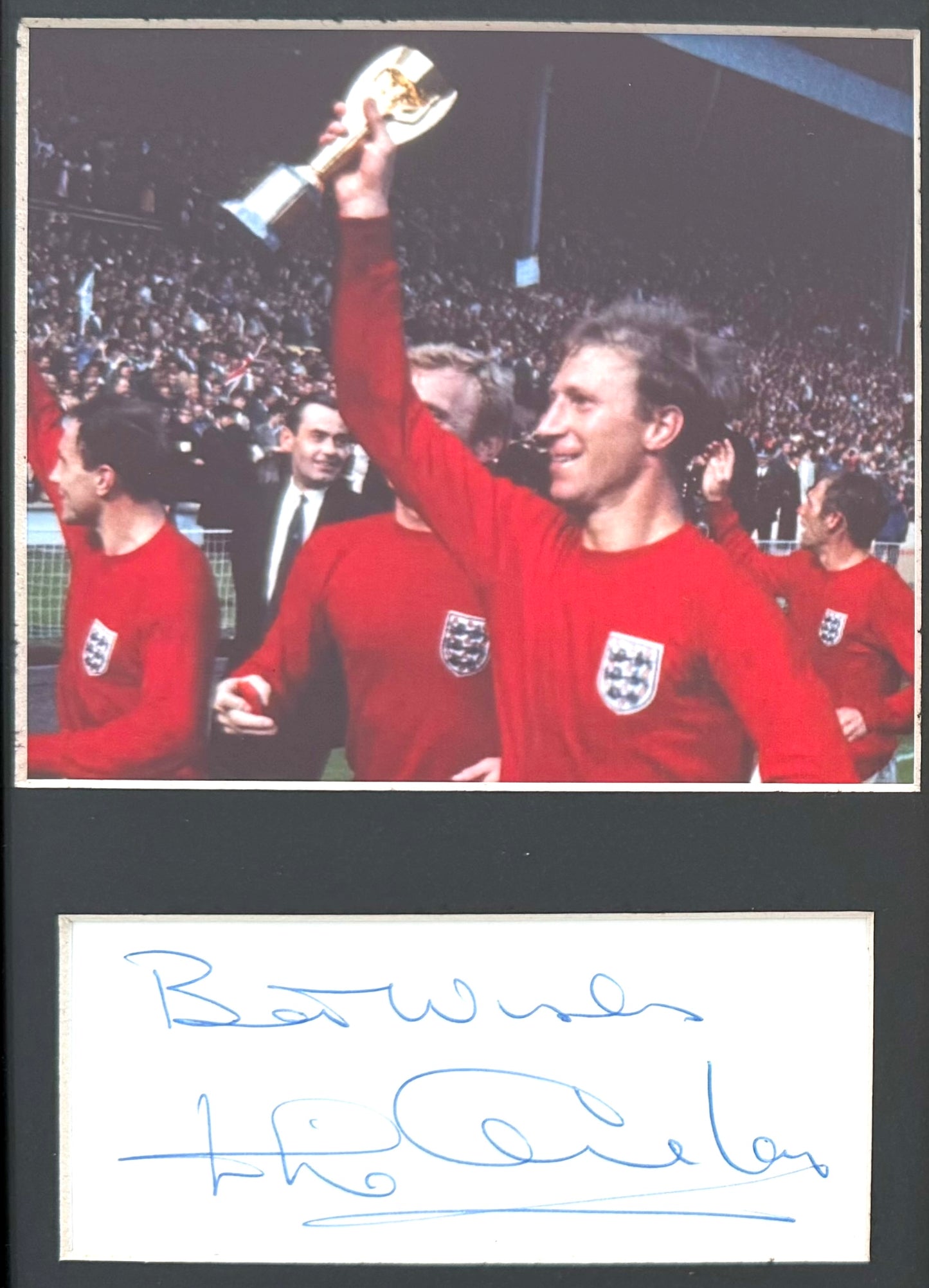 Sir Jack Charlton Hand Signed Card & Photo Presentation with COA