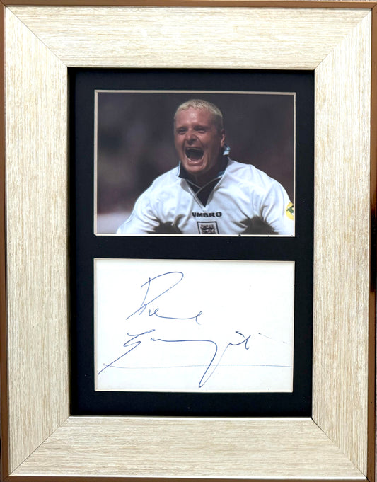 Paul Gascoigne, England, Newcastle United, Spurs, Hand Signed Framed Card & COA