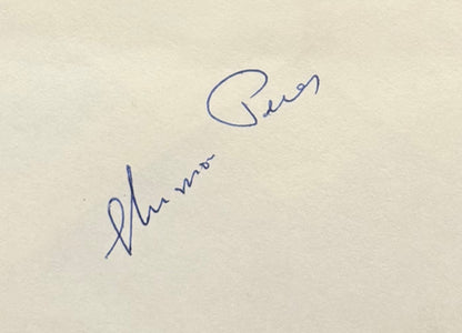 Shimon Perez, Former Israeli Prime Minister, Hand Signed FDC Presentation & AFTAL COA