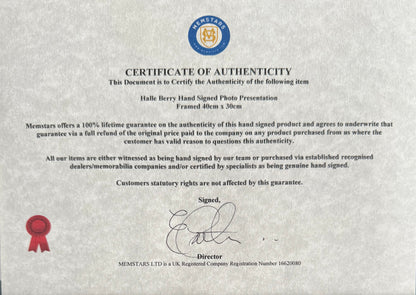 Halle Berry, Marvel 'X-Men 'Storm' Actor, Hand Signed Card with Photo Presentation & COA