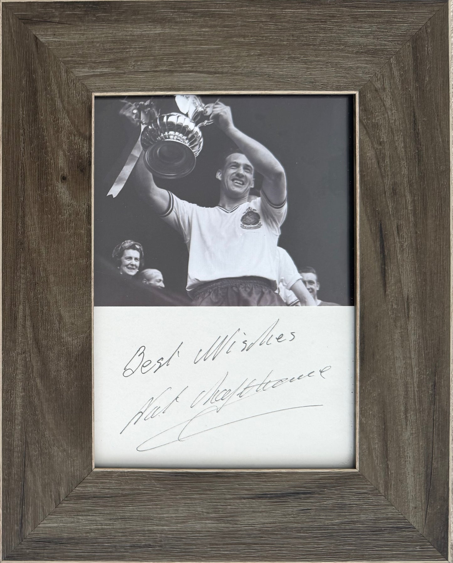 Nat Lofthouse, Bolton Wanderers Legend, Hand Signed Card With Photo Presentation & COA