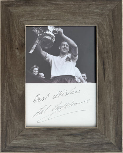 Nat Lofthouse, Bolton Wanderers Legend, Hand Signed Card With Photo Presentation & COA
