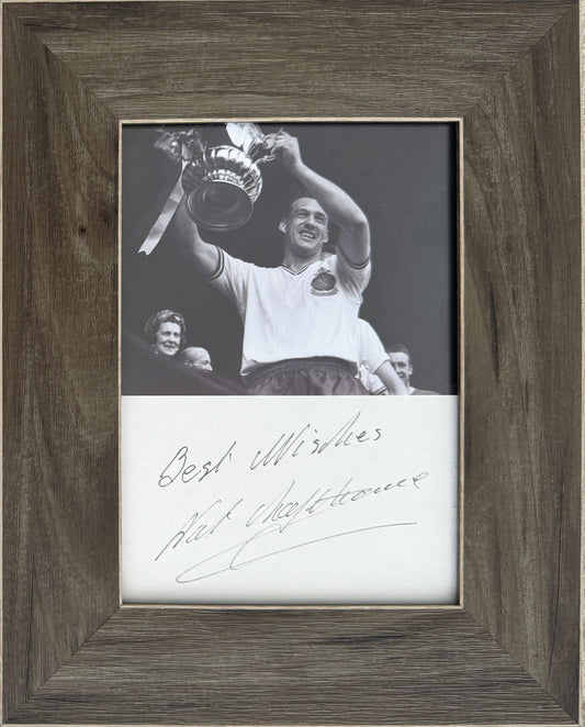 Nat Lofthouse, Bolton Wanderers Legend, Hand Signed Card With Photo Presentation & COA