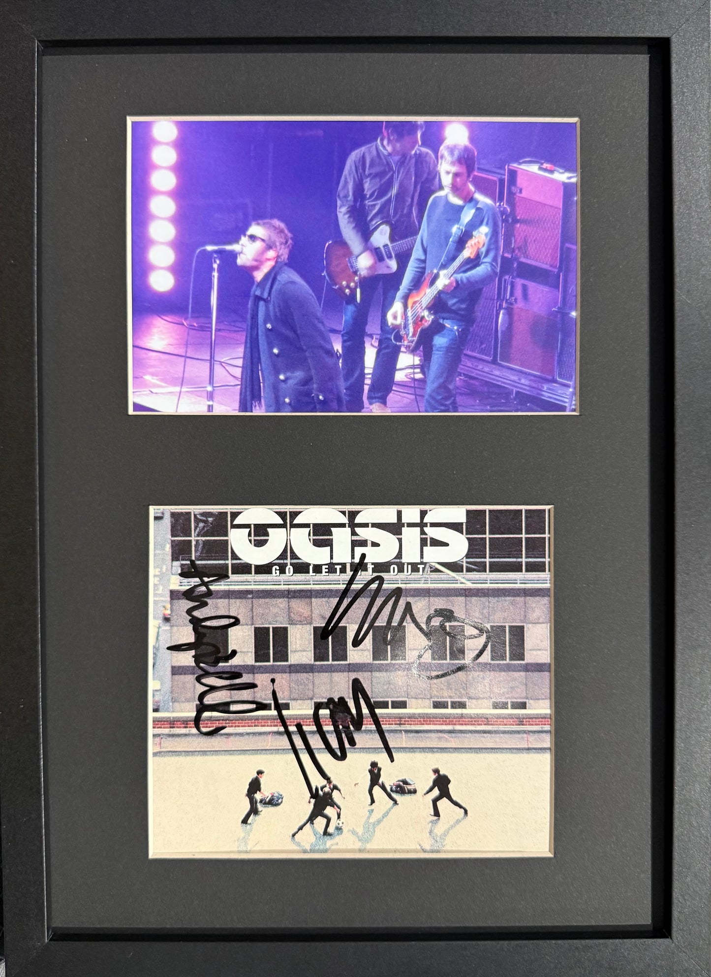 Oasis; Liam Gallagher, Andy Bell, Gem Archer, Hand Signed CD Cover Presentation & COA