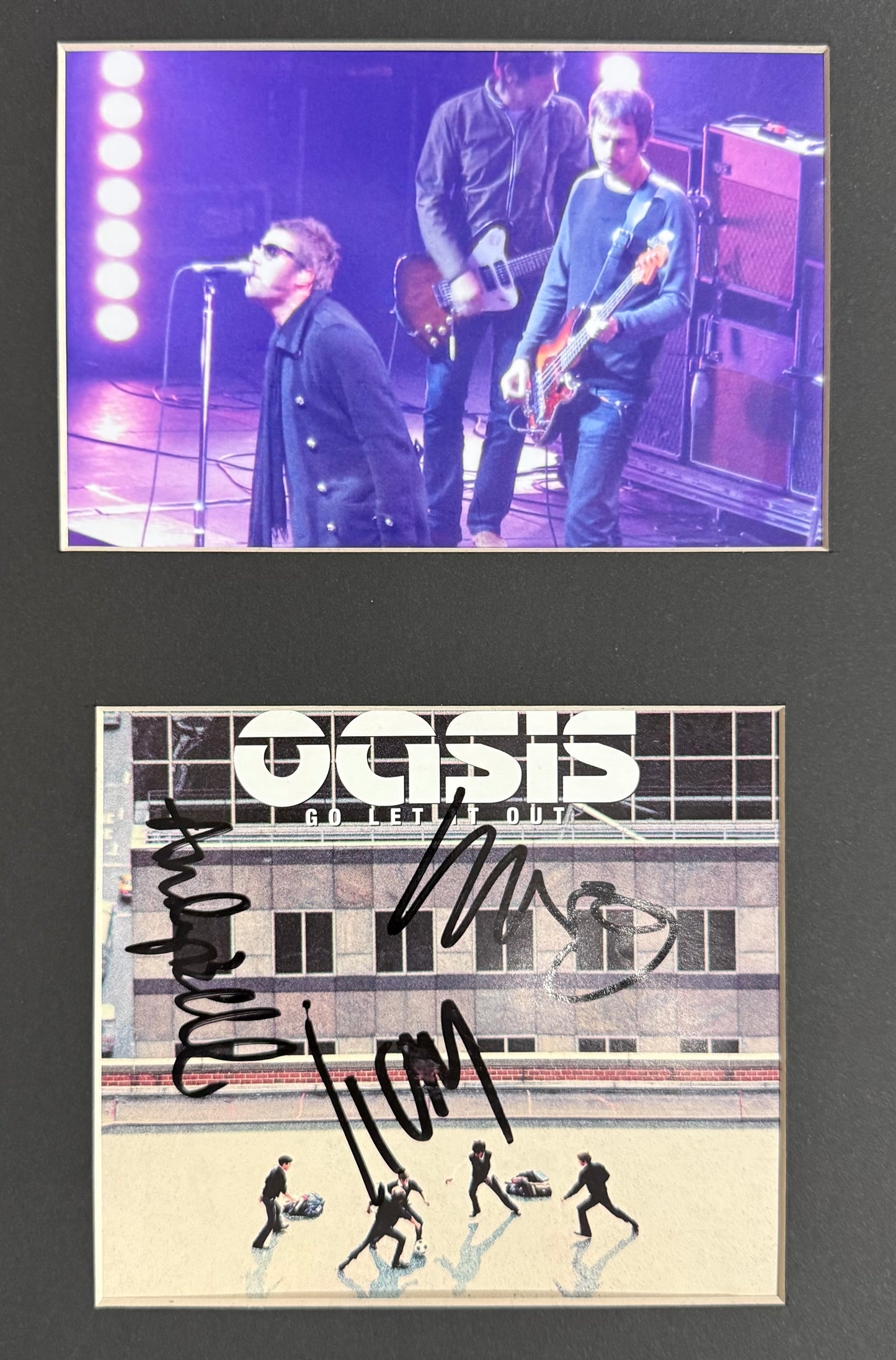 Oasis; Liam Gallagher, Andy Bell, Gem Archer, Hand Signed CD Cover Presentation & COA