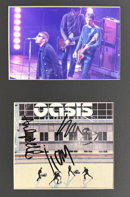 Oasis; Liam Gallagher, Andy Bell, Gem Archer, Hand Signed CD Cover Presentation & COA