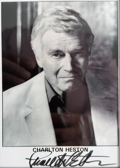 Charlton Heston, Hand Signed Original Publicity Photo, & AFTAL Member COA