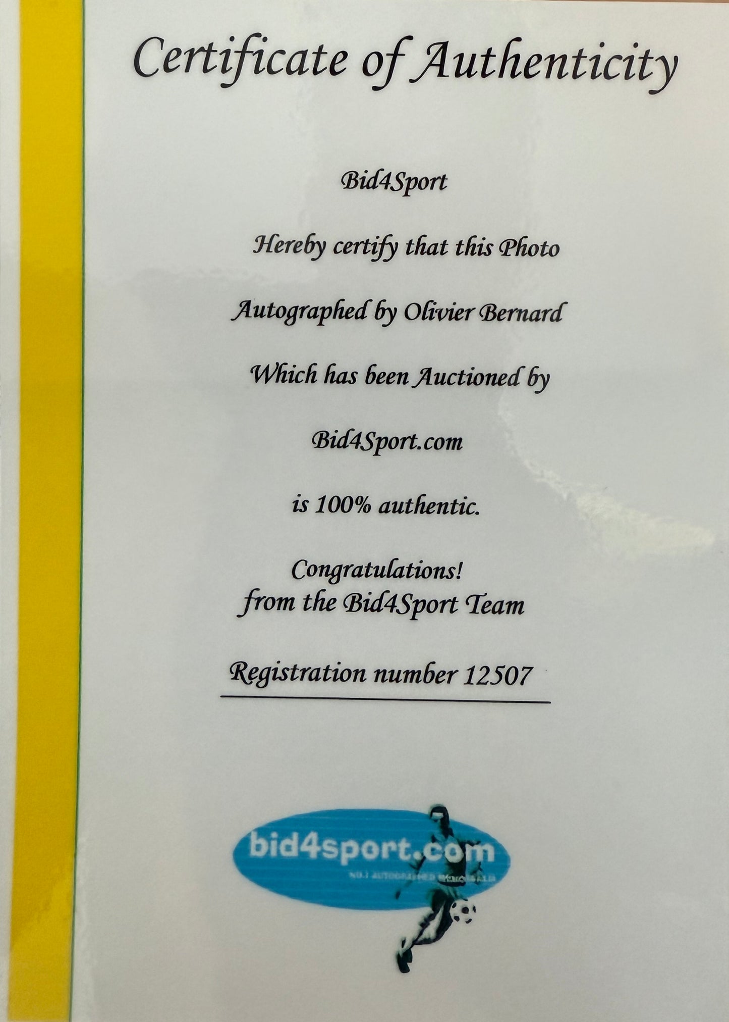 Oliver Bernard, Hand Signed Newcastle United Photo, & COA