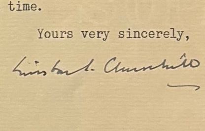 Sir Winston Churchill, Former British Prime Minister, Hand Signed Letter With COA