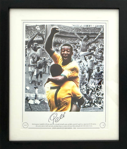 Pele - Hand Signed Large Framed 65cm x 55cm Limited Edition Montage & COA