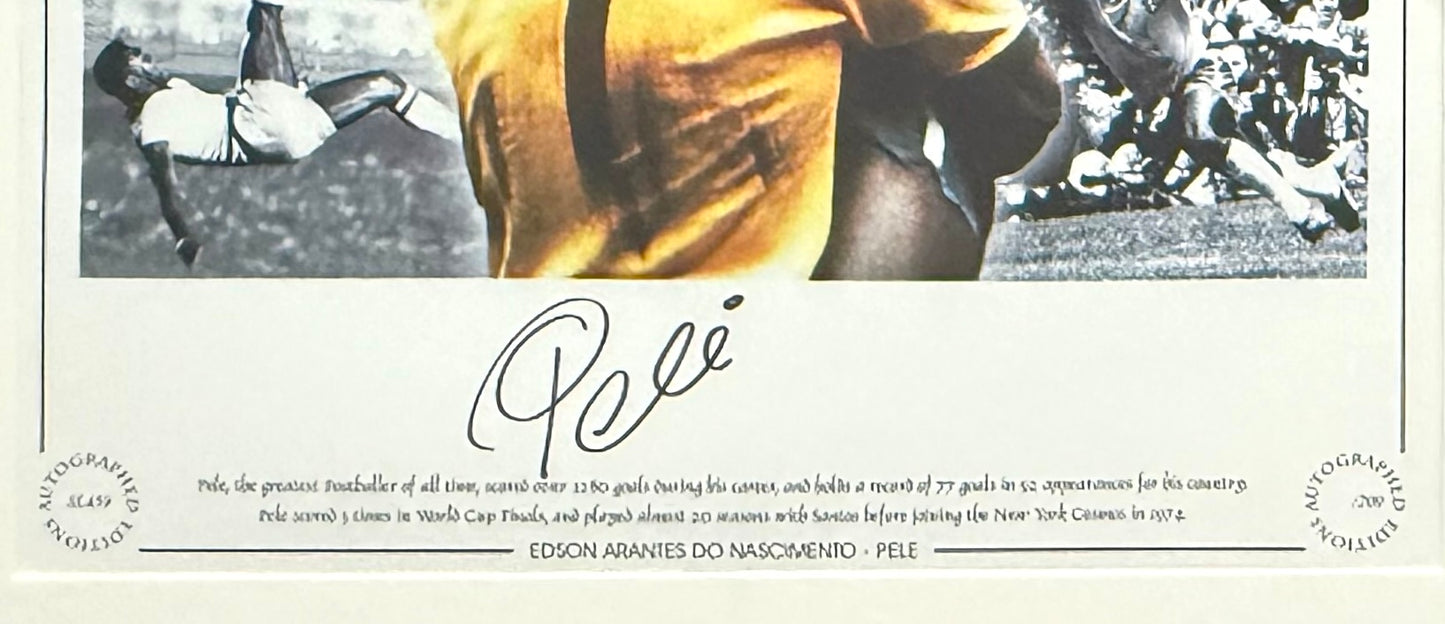 Pele - Hand Signed Large Framed 65cm x 55cm Limited Edition Montage & COA