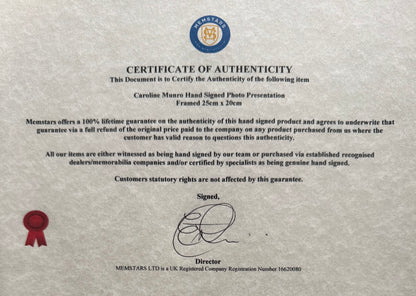 Caroline Munro, 007 'Naomi' James Bond 'The Spy Who Loved Me' Actress, Hand Signed Photo & COA