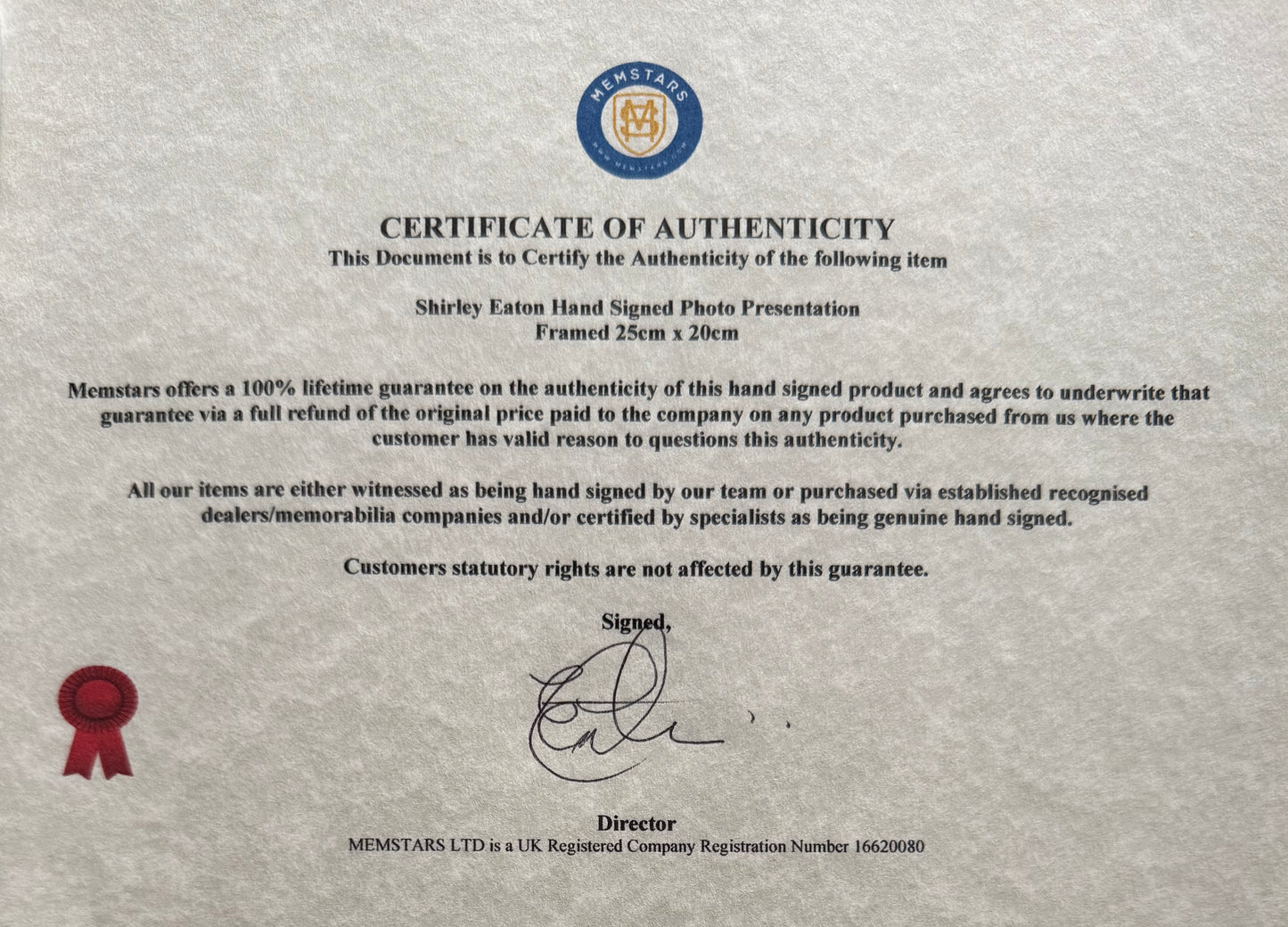 Shirley Eaton, 007 'Jill Masterson' James Bond 'Goldfinger' Actress, Hand Signed Photo & COA