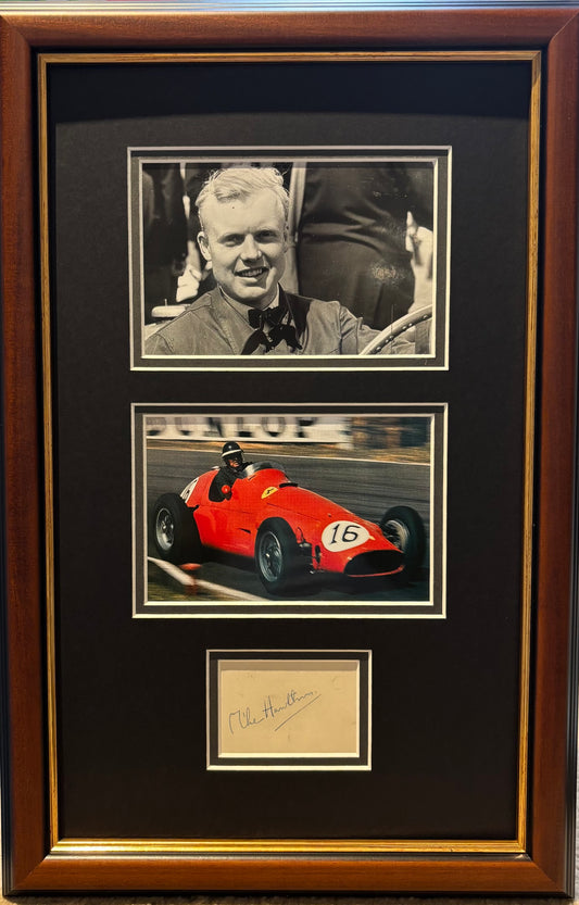 Mike Hawthorn, Formula One Ferrari Legend, Hand Signed Card Presentation & COA