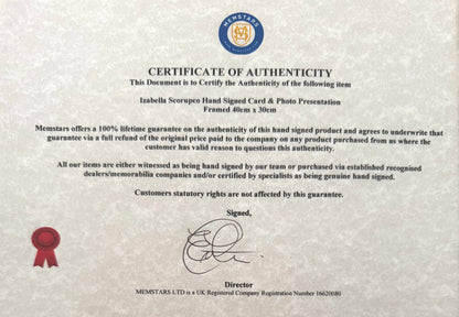 Izabella Scorupco, 007 'GoldenEye' James Bond Actress, Hand Signed Card Presentation & COA