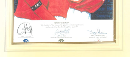 George Best, Bryan Robson, Eric Cantona, Manchester United Legends, Stunning Hand Signed Limited Edition Print& & COA