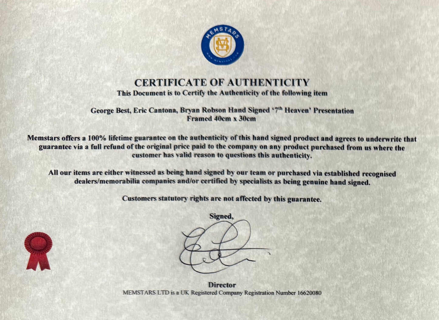 George Best, Bryan Robson, Eric Cantona, Manchester United Legends, Stunning Hand Signed Limited Edition Print& & COA