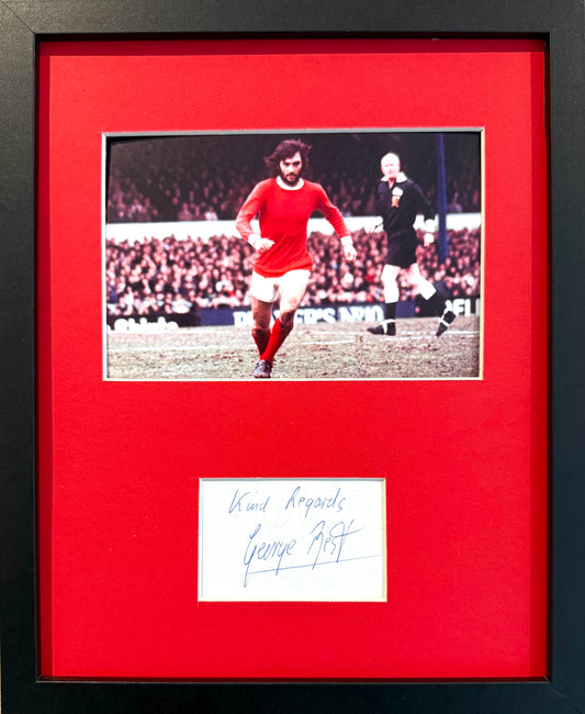 George Best, Manchester United Legend, Stunning Hand Signed Card With Photo Presentation & COA