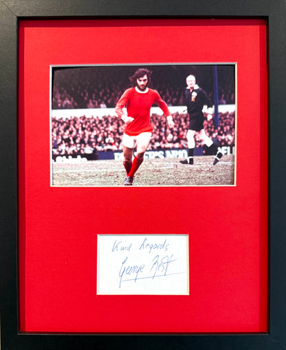 George Best, Manchester United Legend, Stunning Hand Signed Card With Photo Presentation & COA