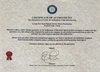 George Best, Manchester United Legend, Stunning Hand Signed Photo Card Presentation & COA