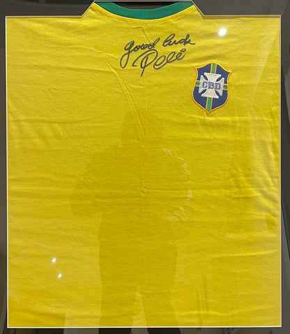 Pele, Hand Signed Framed Brazil Shirt With COA