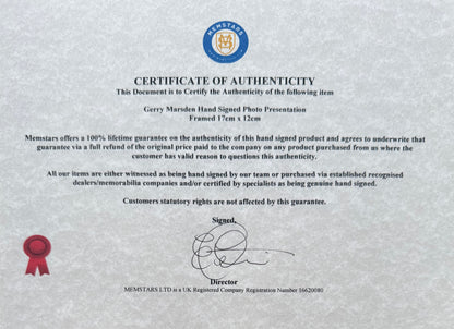 Gerry Marsden, Guaranteed Hand Signed Original Framed 17 x 12cm Photo, With COA