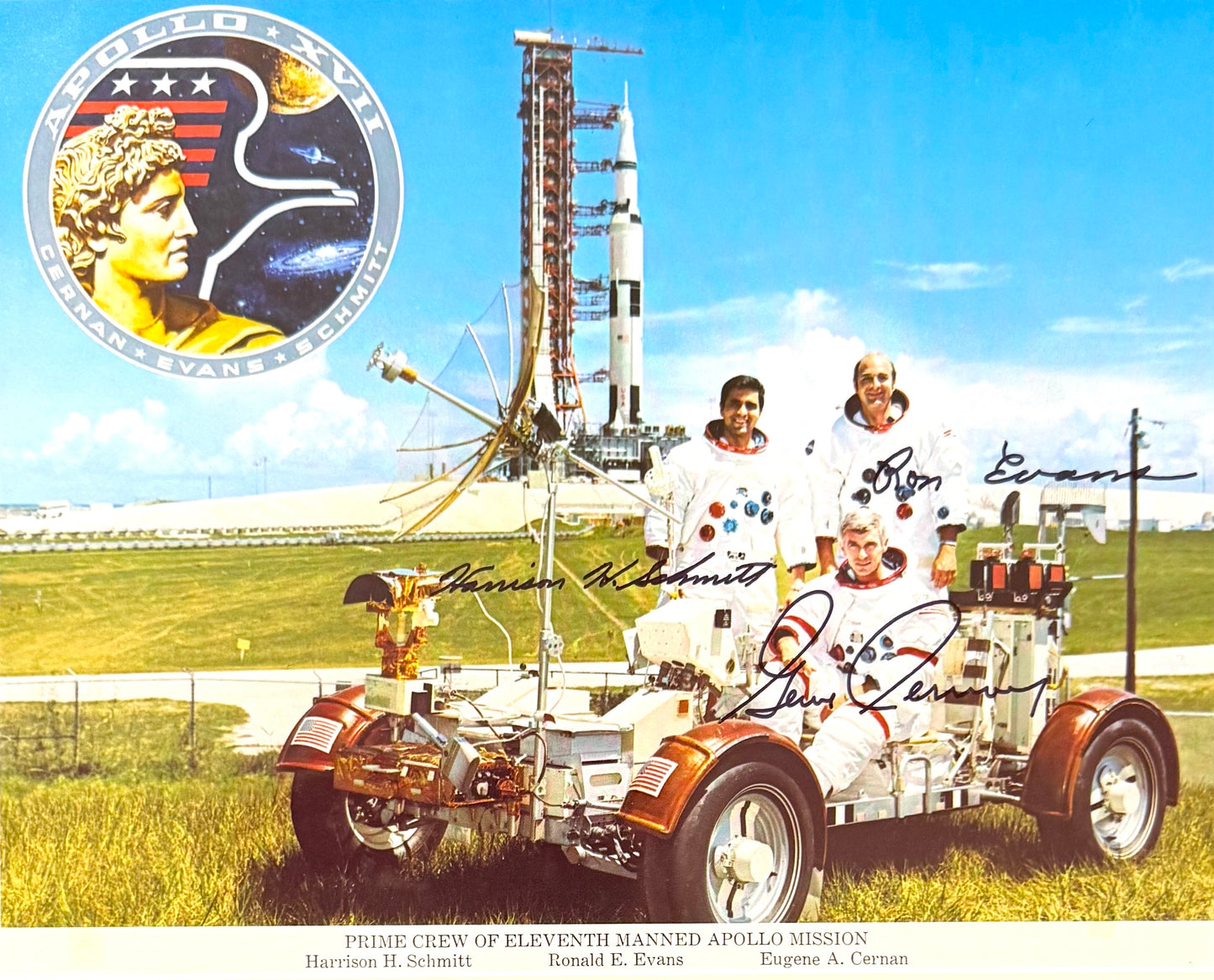 Apollo 17, Full Crew Hand Signed Framed Mounted Original NASA Photo & COA