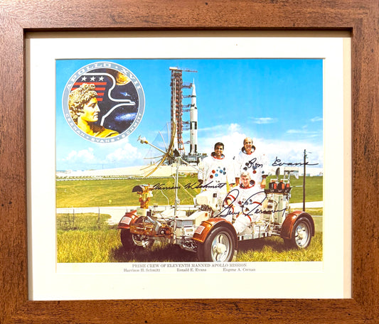 Apollo 17, Full Crew Hand Signed Framed Mounted Original NASA Photo & COA