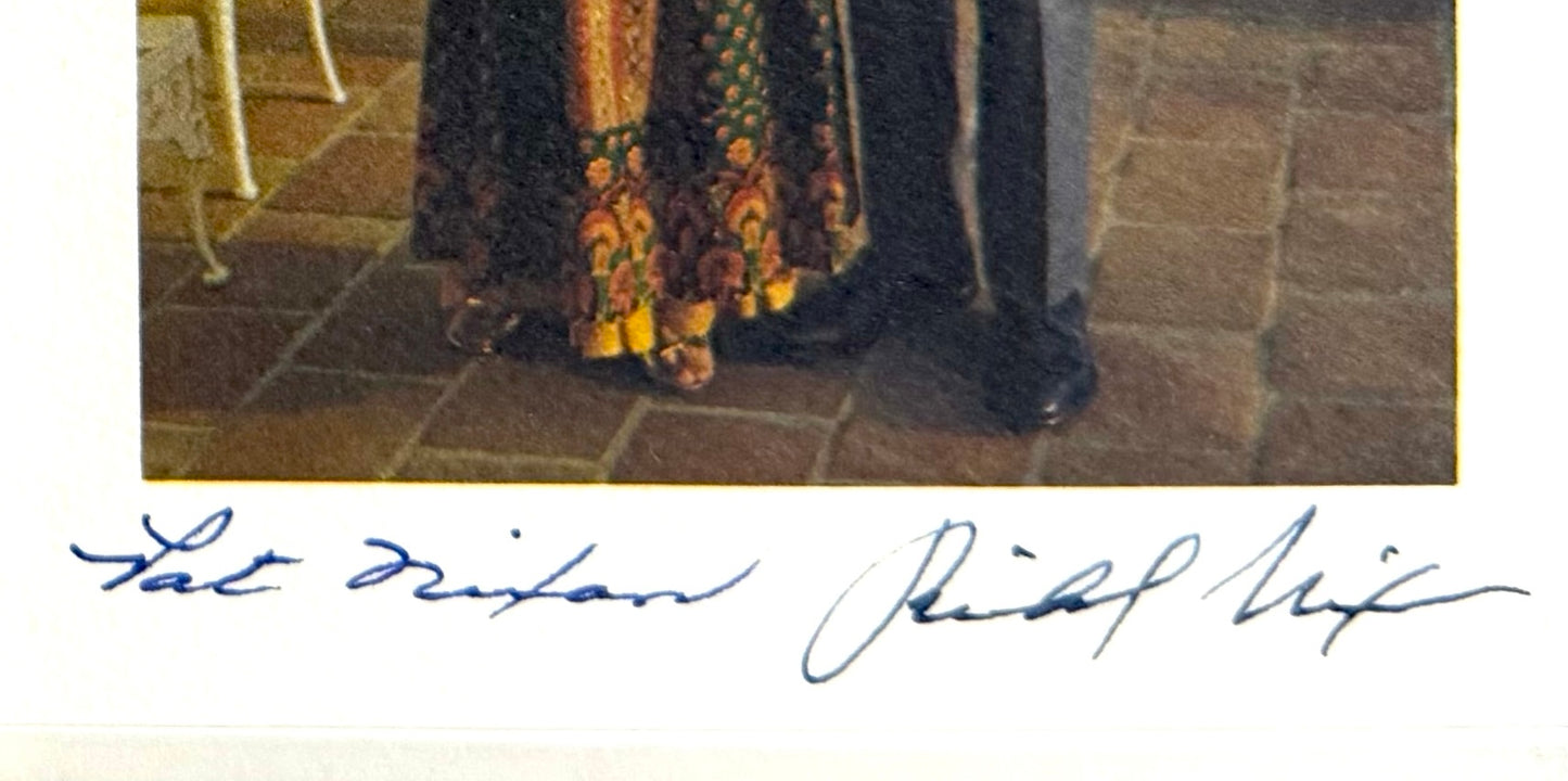 Richard Nixon Hand Signed (Along With Wife Pat) Framed 17x12cm Photocard & COA