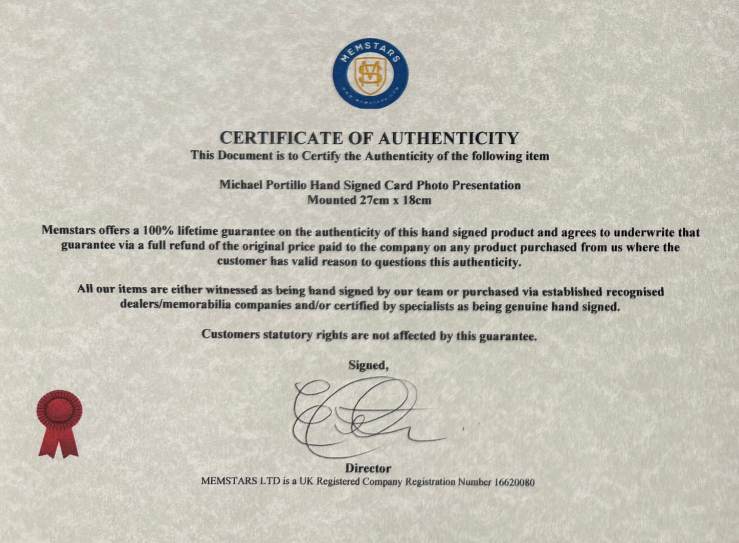 Michael Portillo, Former Conservative British Minister Hand Signed Mounted Card & Photo with COA