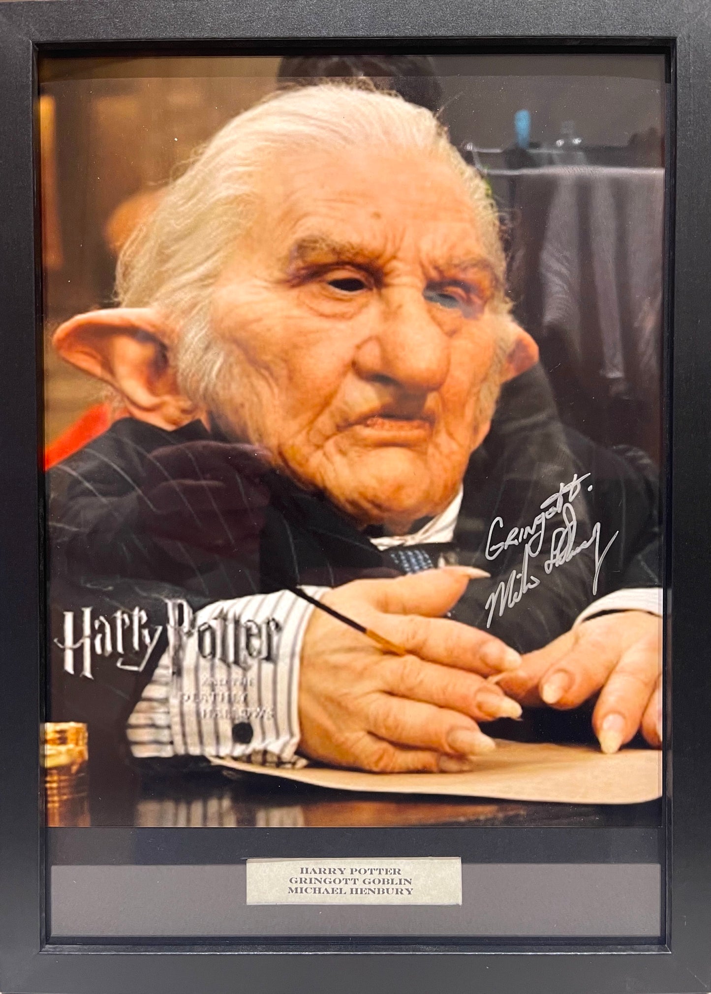 MICHAEL HENBURY GRINGOTT GOBLIN HARRY POTTER HAND SIGNED PHOTO WITH COA