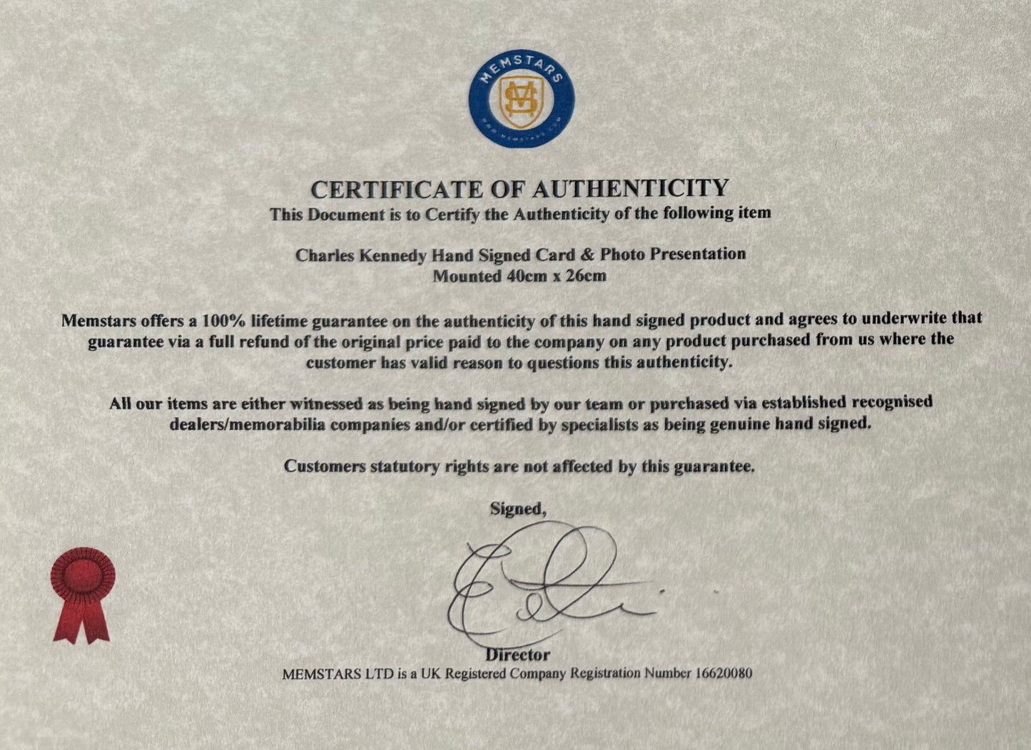 Charles Kennedy, Former Lib Dems Leader, Hand Signed Mounted Card & Photo with COA