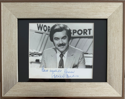 Dickie Davies, 'World of Sport' Presenting Legend, Hand Signed Framed Original Promo Card & COA