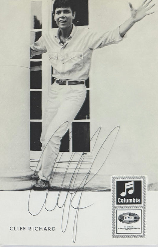 Cliff Richard, Singer, Actor, Hand Signed Official Photocard with COA