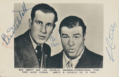 Bud Abbott, Lou Costello, Guaranteed Hand Signed Framed Original Photocard With COA