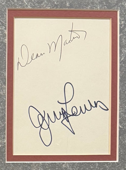 Dean Martin, Jerry Lewis, Guaranteed Hand Signed Framed Card Presentation With COA