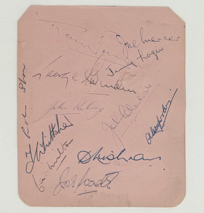 Arsenal FC 1953 Multi-Hand Signed Card Presentation (35cm x 25cm) With COA