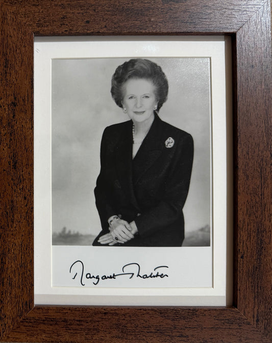 Margaret Thatcher British Prime Minister Hand Signed Photocard Presentation & COA